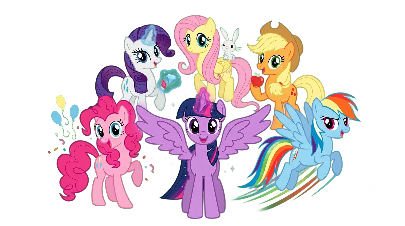 Pinkie Pie, Rainbow Dash, Twilight Sparkle, Fluttershy, Rarity and Applejack